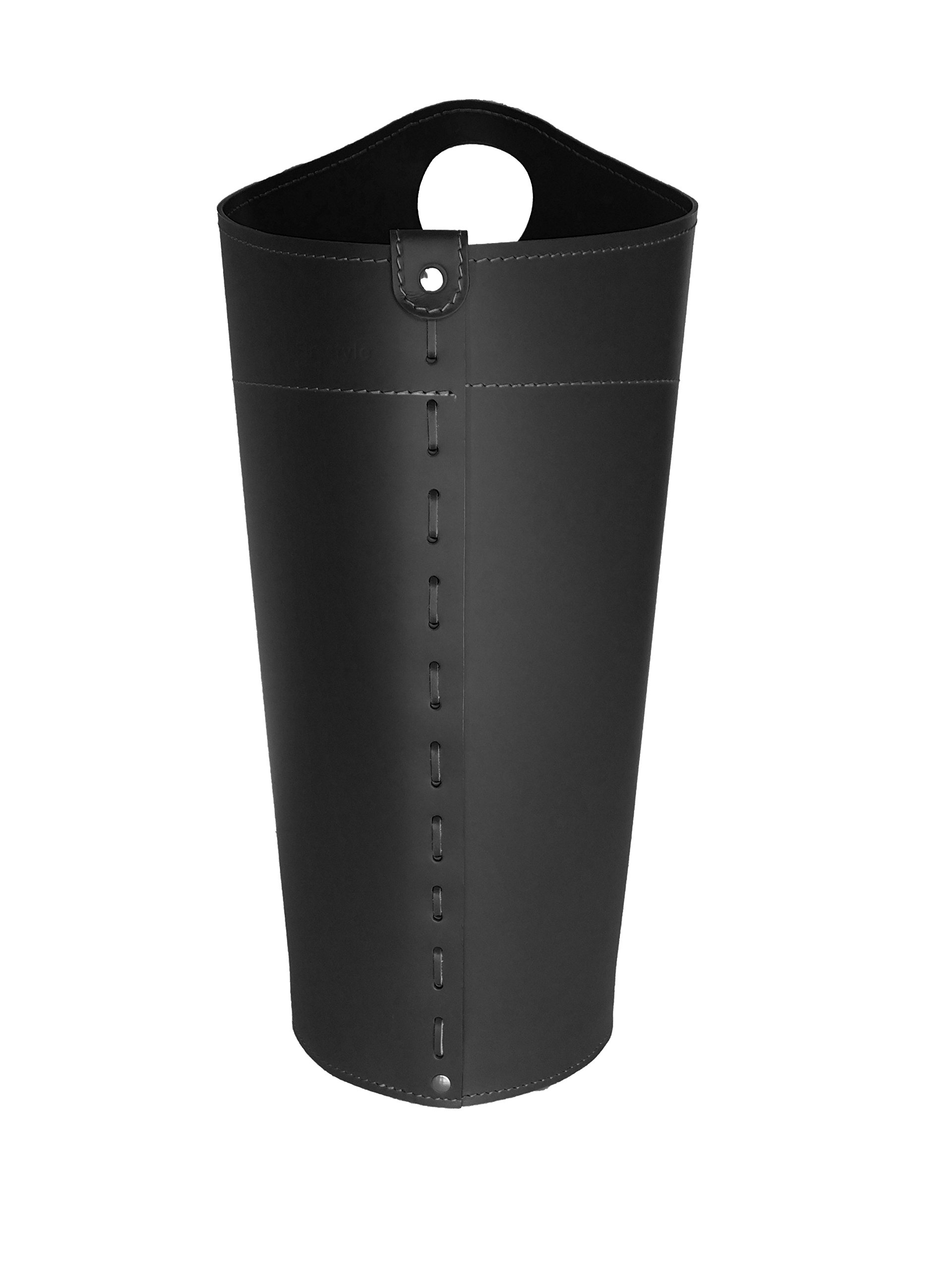 LIMAC Design PLUVIA Portaombrelli di design in cuoio, Porta Ombrelli Moderno da Interno, Contenitore per Ombrelli, con Vaschetta Scolapioggia Rimovibile, prodotto in Italia. (Nero)