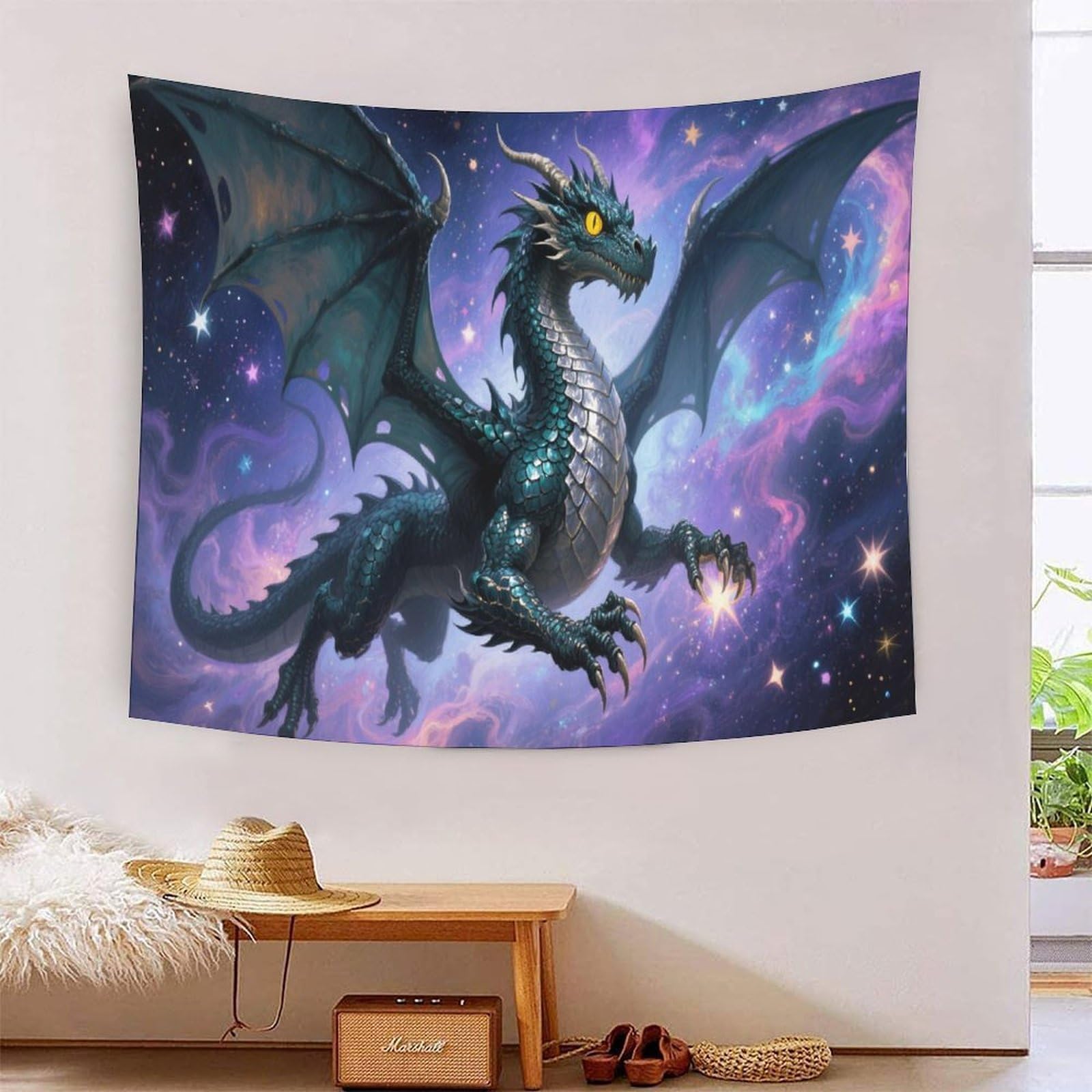 YYVKPMLXC 3D Print European Dragon Tapestry Wall Hanging|Wall Blanket Cosmic Starry Sky Aesthetic Tapestry Dorm Decor Polyester for Living Room Bedroom 150cmx200cm