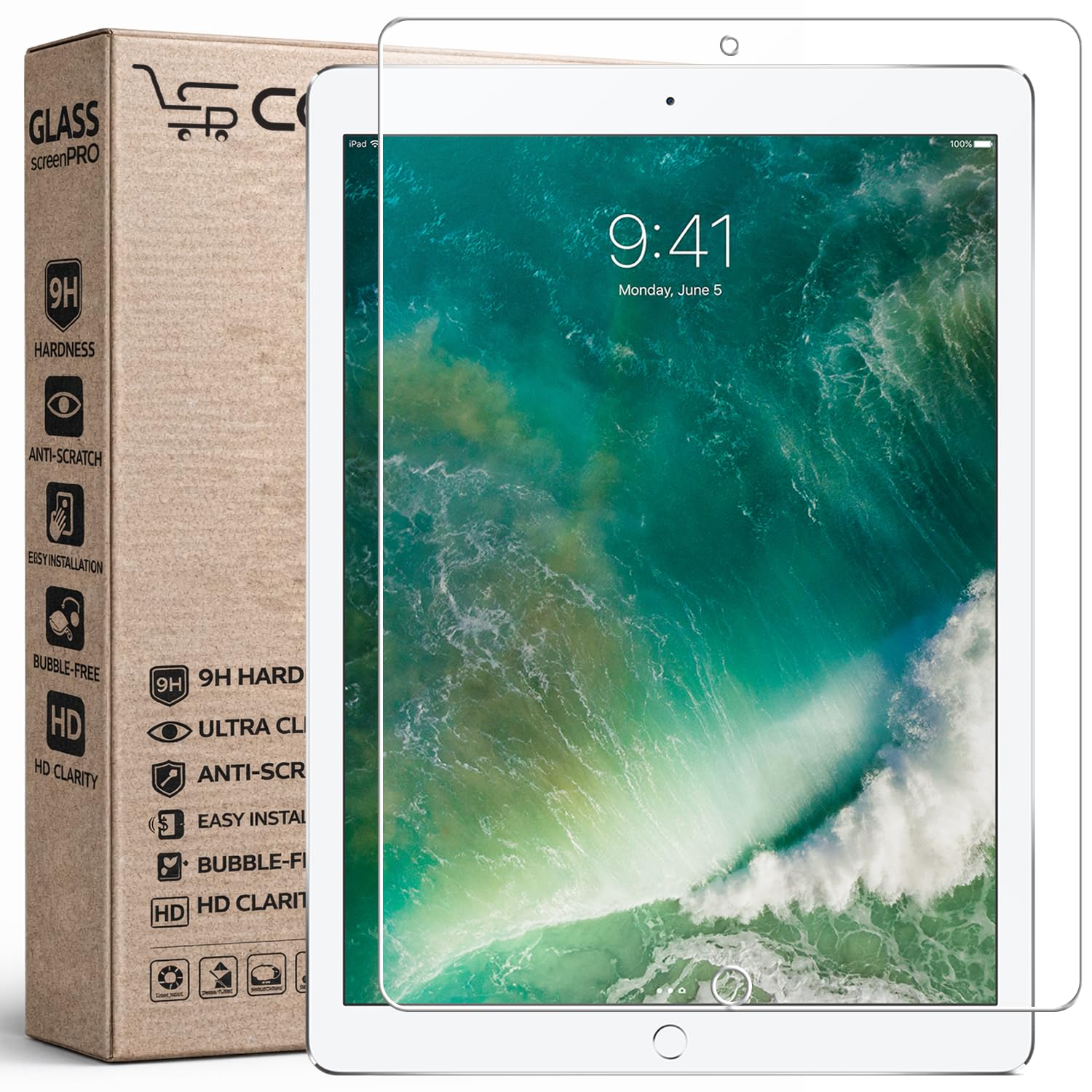 Tempered Glass Screen Guard for Apple iPad Pro 12.9 inch (2015 & 2017) (Transparent) (with Home Button) (Pack of 1)-image-0
