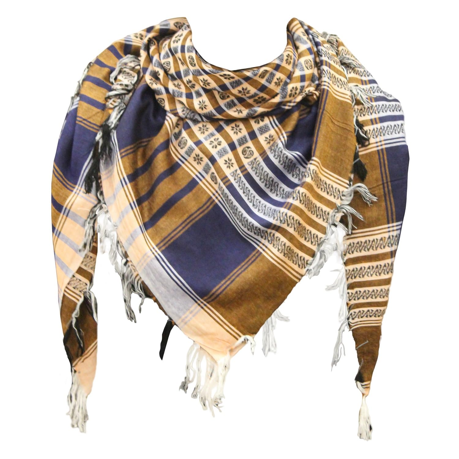 Cotton Shemagh Keffiyeh Scarf – Lightweight Tactical Desert Head Neck Wrap, Sun Protection Outdoor Scarf for Summer Hiking