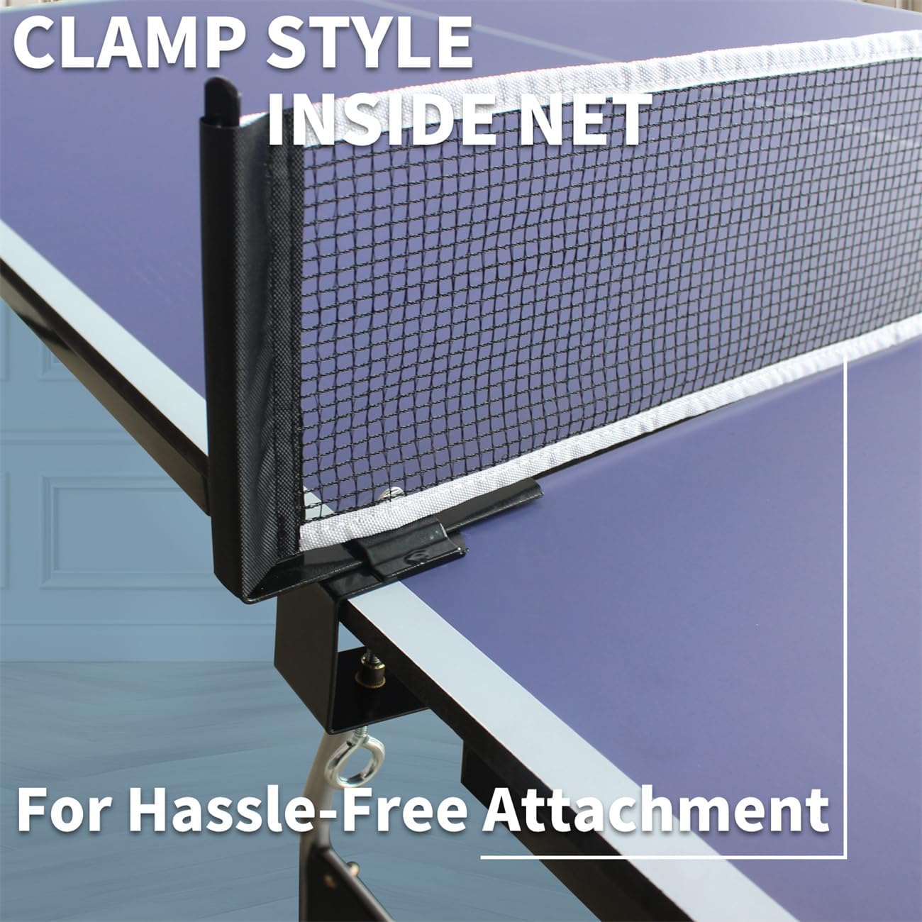 8FT Mid-Size Table Tennis Table Foldable & Portable Ping Pong Table Set for Indoor Games with Net, 2 Table Tennis Paddles and 3 Balls