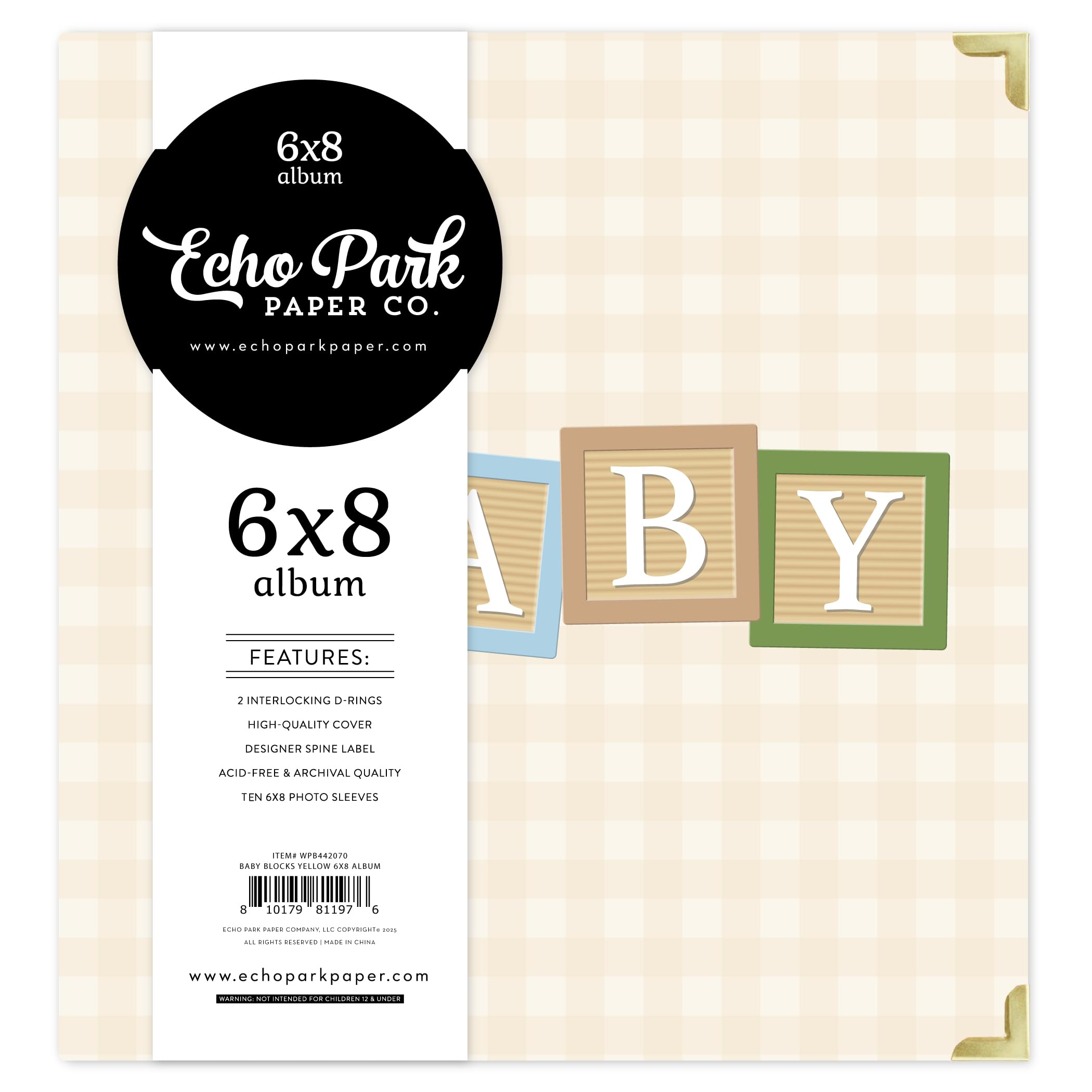 Album bébé Blocks Tan 15 x 20 cm au design élégant et durable