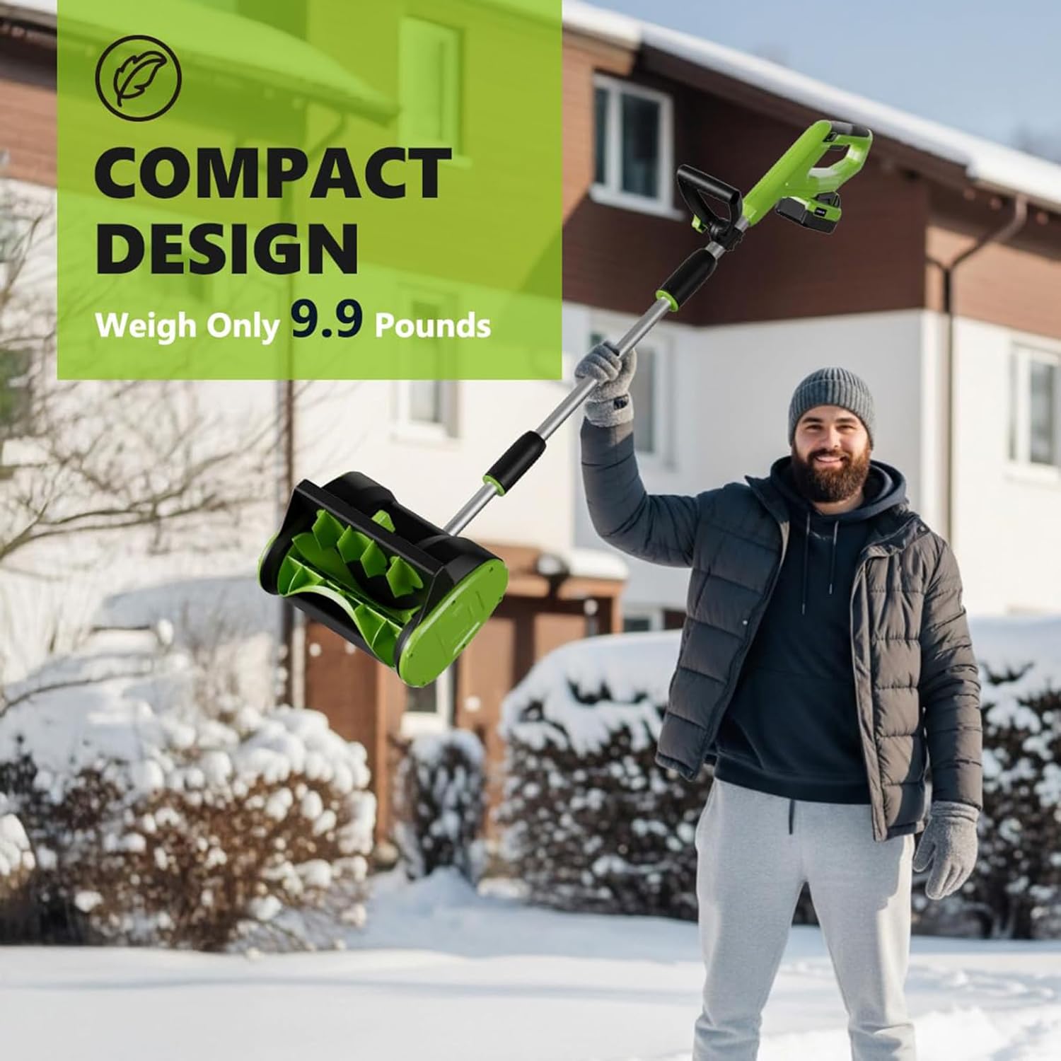 Motorized Snow Removal Tool, Ergonomic Push Shovel with Scraper 12-inch Clearing Width & 8-inch Depth, Cordless for Residential Driveway