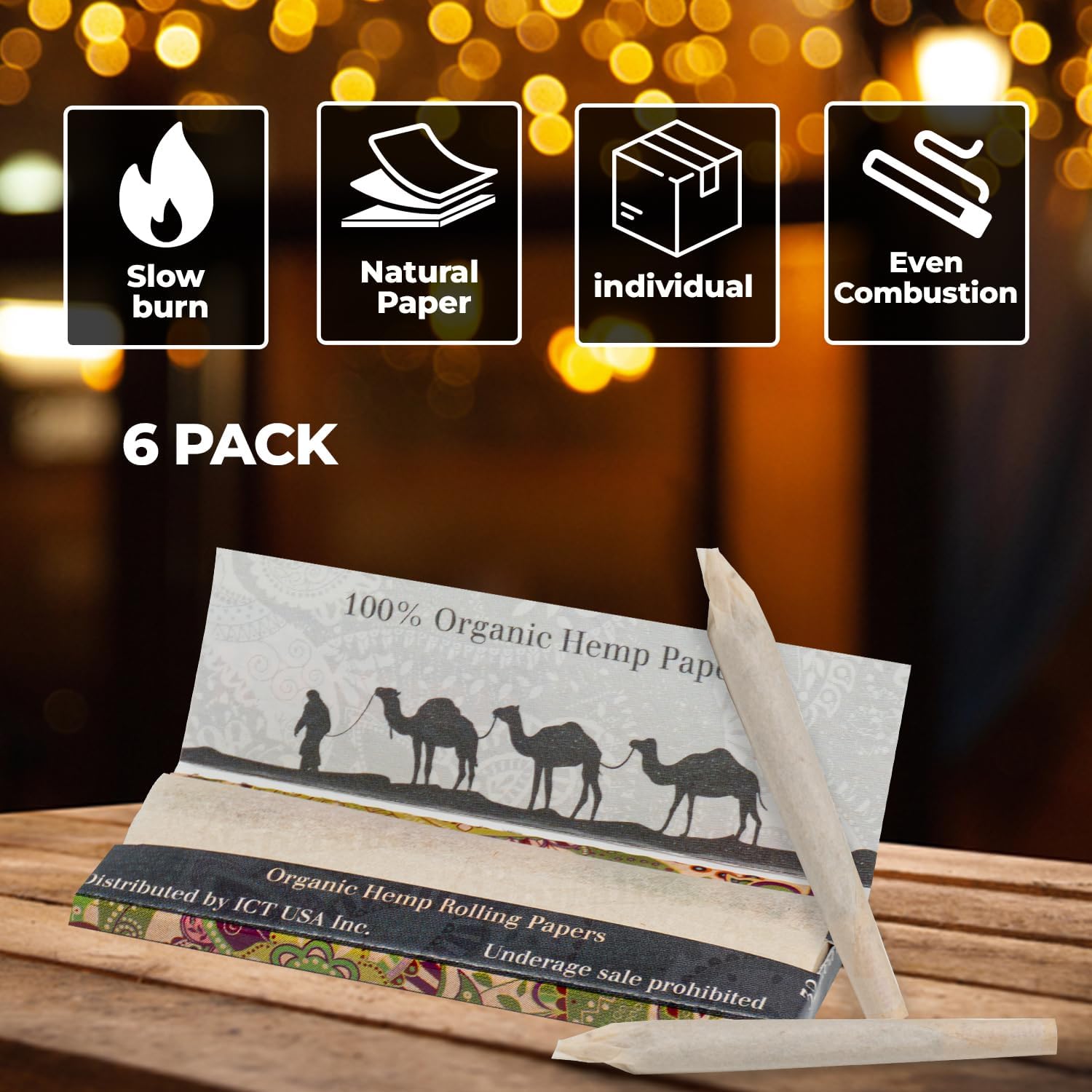 Kashmir Rolling Papers Organic 1 1/4 Size 6 Booklet Bulk Pack | Natural Gum Slim Cigarette Rolling Paper For Smoking | Slow Burning Plant-Based Rolling Papers, Smoking Accessories image 2