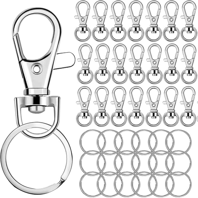 WUGAUWOR 50 Stück Schlüsselringe Edelstahl - 30mm Flache Schlüsselanhänger Ringe Für Haus & Büro