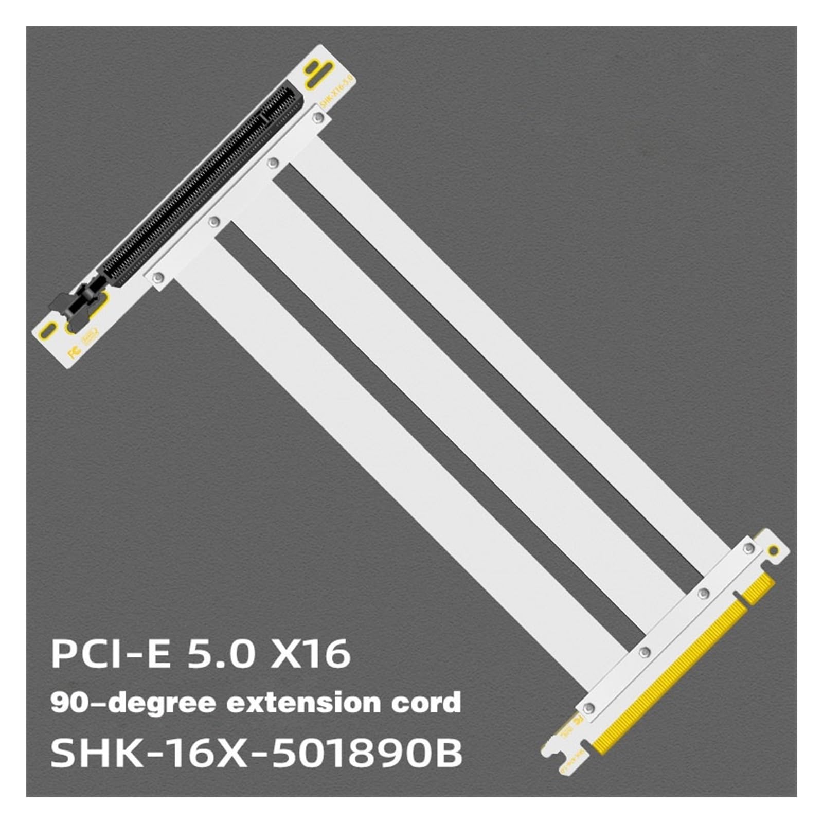 PCIe 5.0 X16 Riser Cable S+A+S, RTX4090, RX6950XT, X570, B550, Z690, ekranowany, szybki pionowy montaż, do gier, PCI Express Gen5 (0,15 m, 5,0 biały, 180 stopni)