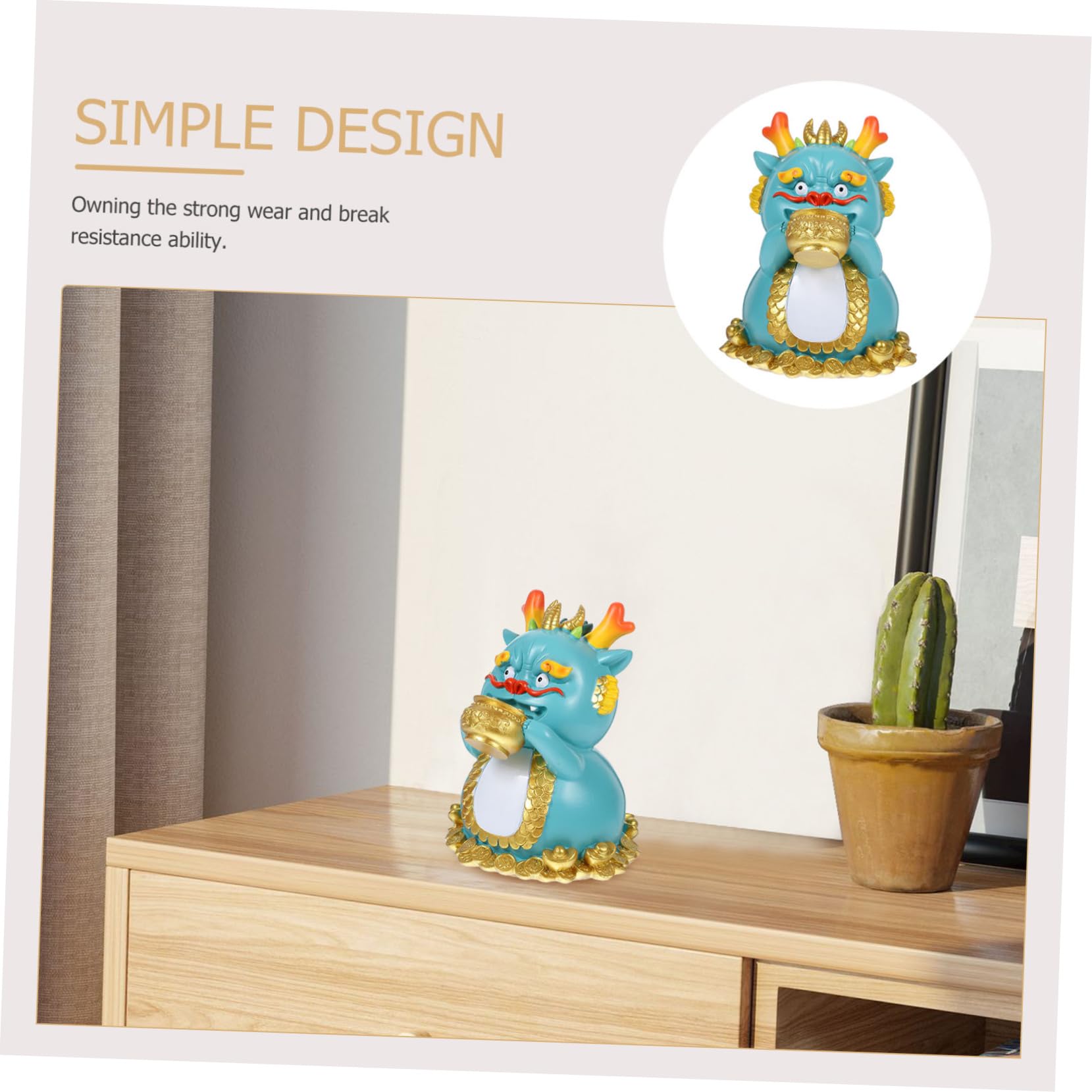FRCOLOR Drachen-spardose aus Kunstharz Münzsparglas zum Öffnen Deko für Wohnzimmer Geschenk zum Chinesischen Neujahr