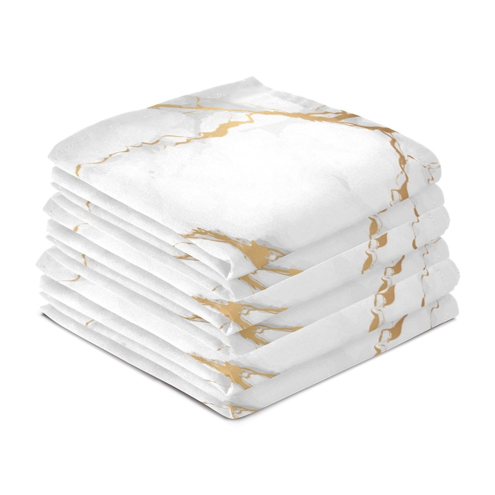 JUMBEAR - Asciugamano da cucina in marmo bianco e oro, morbido e assorbente, riutilizzabile, 50 x 40 cm, confezione da 4
