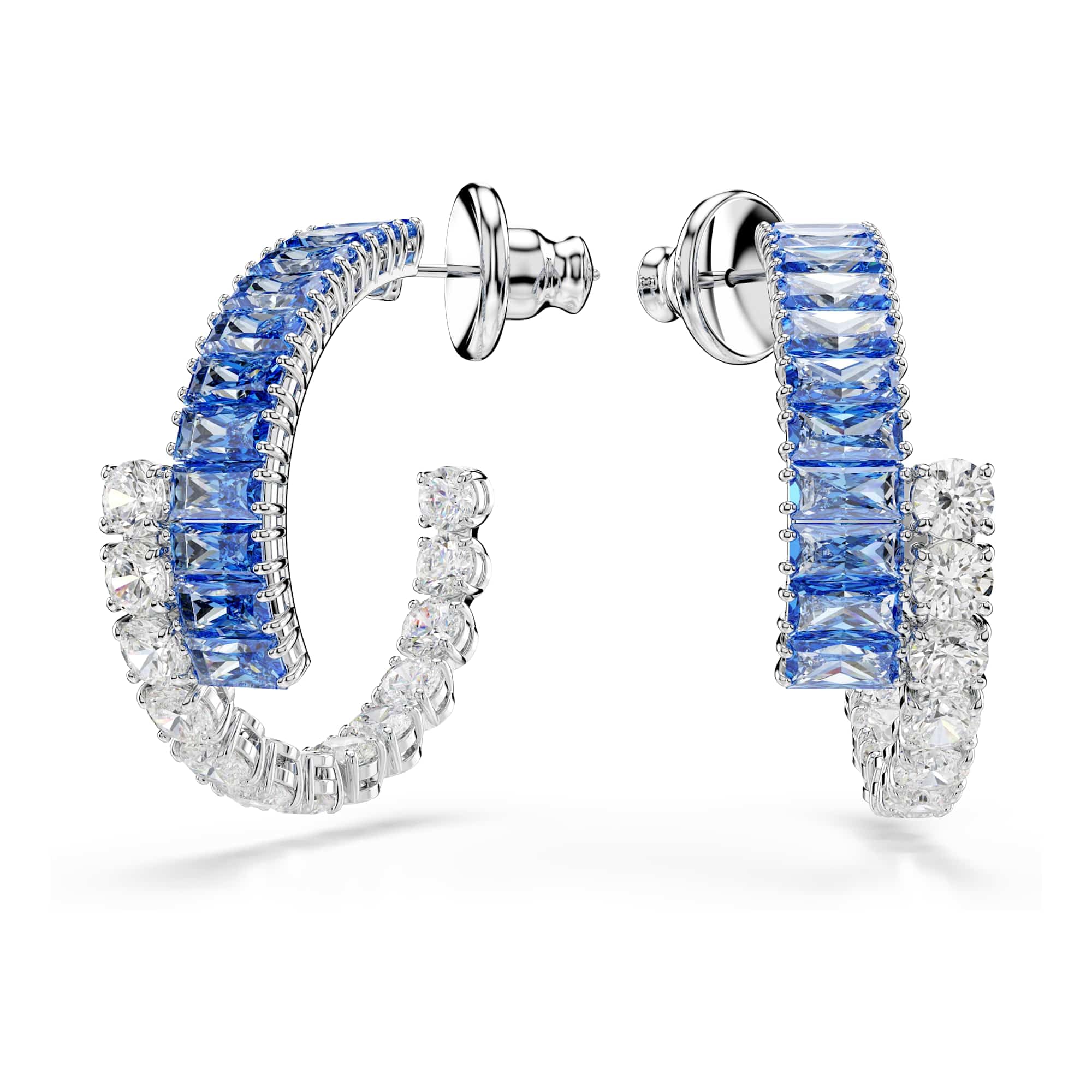 Swarovski 5722459 Matrix Hoop Earrings, Mixed Cuts, Blue, Jewellery