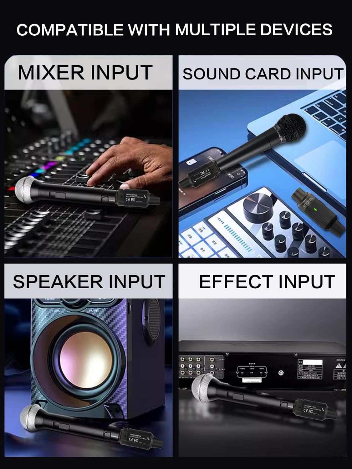 Aroma Wireless XLR Transmitter and Receiver, Professional UHF Wireless Microphone System for Stable Transmission, 7-Channel, 130ft Range, Mic Adapter for Dynamic Mic/Audio Mixer/PA/Church, ARC2 - Image 5