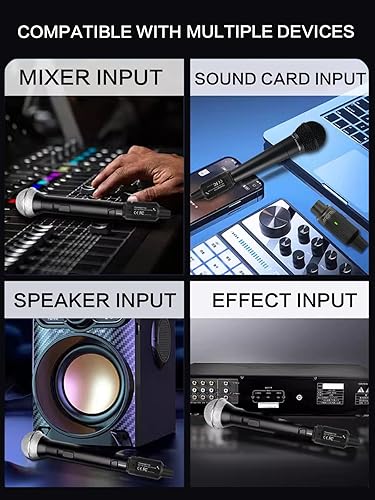 Miniatura 5 de Aroma - Transmisor y receptor inalámbrico XLR, sistema de micrófono inalámbrico UHF profesional para transmisión estable, 7 canales, rango de 130