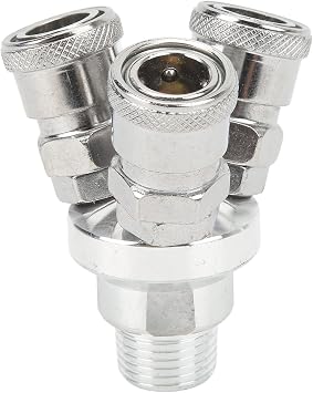 Kadimendium 3 Way Quick Coupler Quick Connect Air Hose Splitter Universal Type Male Thread Swivel Air Compressor Fittings Round Air Splitter Manifold G1/2