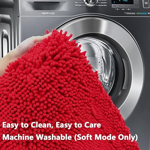 Miniatura 8 de Juego de 2 alfombras de baño absorbentes para baño, felpilla muy suave, antideslizante, 32 x 20 pulgadas + 20 x 20 pulgadas, alfombra de baño en