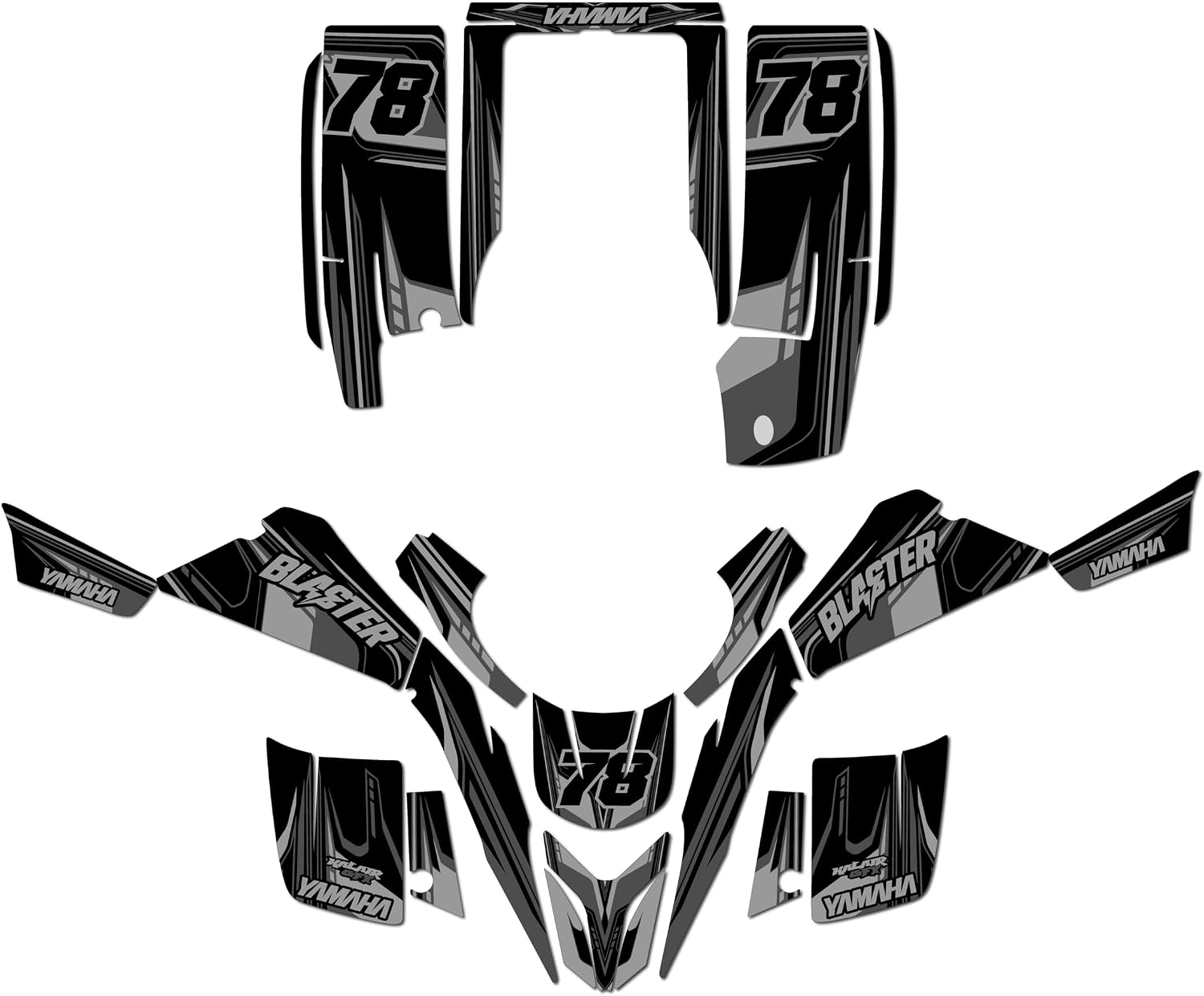 Graphics Kit for Yamaha BLASTER YFS200 (1988-2006) Klutch Series Blue 16 Mil - ATV UTV Custom Racing Graphics Stickers Decals Kit, no-plastics