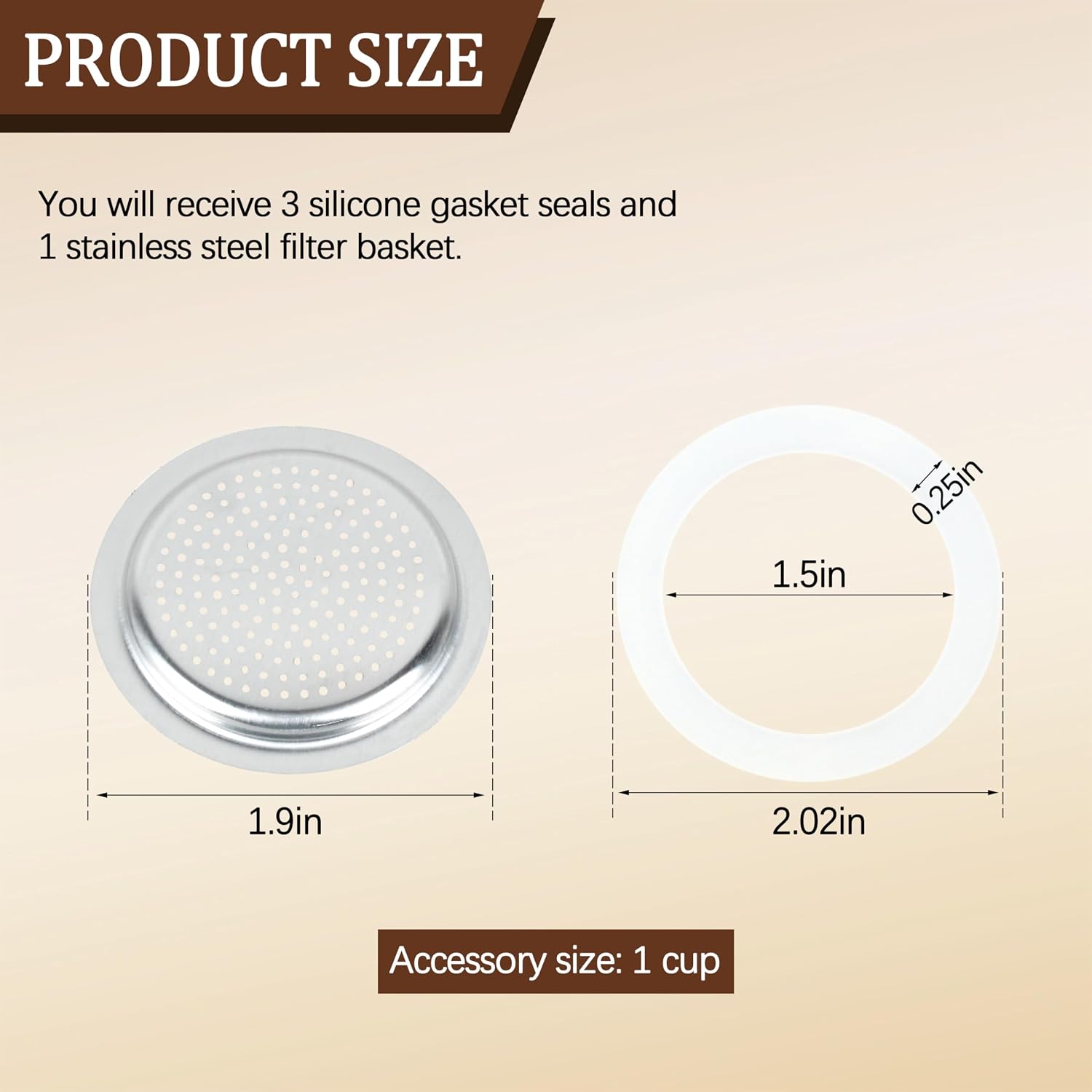 Silicone Sealing Ring Aluminum Replacement Filter 1 Cup