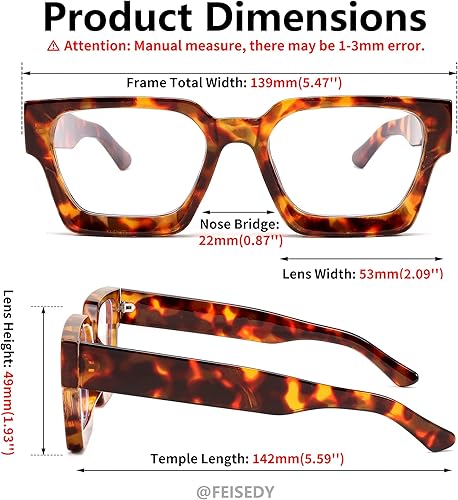 Miniatura 5 de FEISEDY Gafas de bloqueo de luz azul gruesas para computadora, retro de los años 90, marco cuadrado B2383