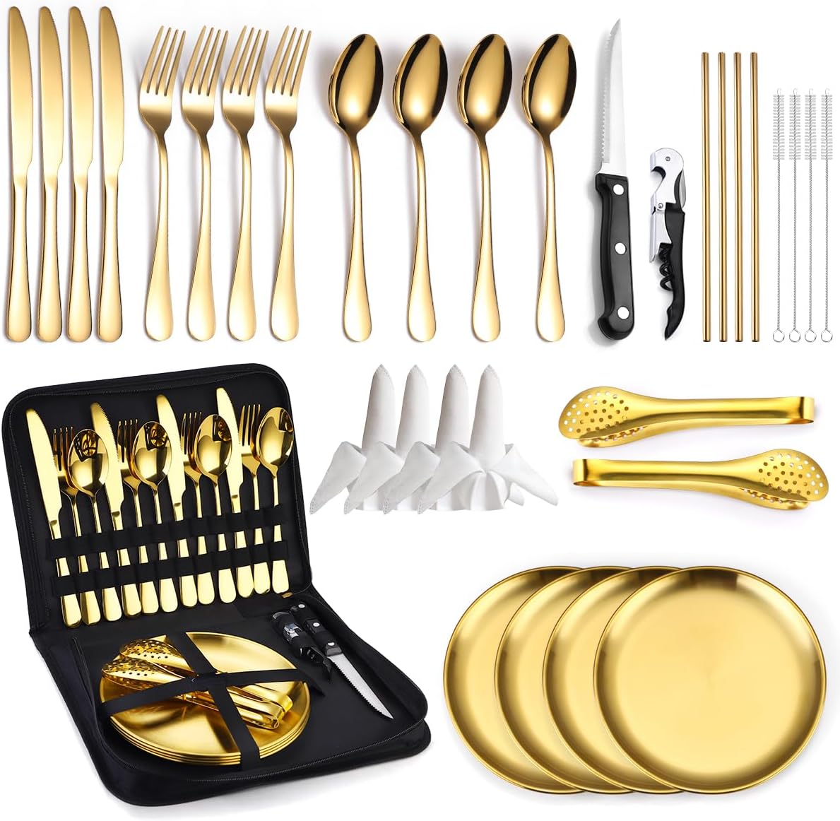 MURRI&MURRDI 32 Pcs Camping Silverware Set for 4, Stainless