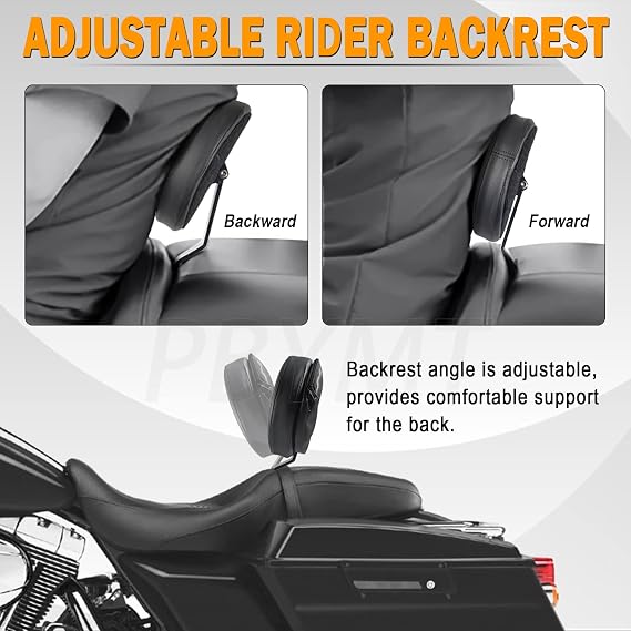 PBYMT قابل للتعديل مسند ظهر للسائق مسند ظهر رايدر متوافق مع Harley Touring Road King Street Glide Electra Glide 1997-2024