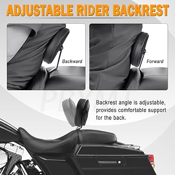 PBYMT قابل للتعديل مسند ظهر للسائق مسند ظهر رايدر متوافق مع Harley Touring Road King Street Glide Electra Glide 1997-2024