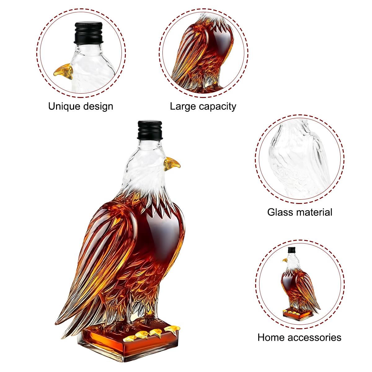 Carafe Whisky Laspi En Forme D'Aigle - Décanteur Élégant - Cadeau Homme Ou Amateur De Whisky