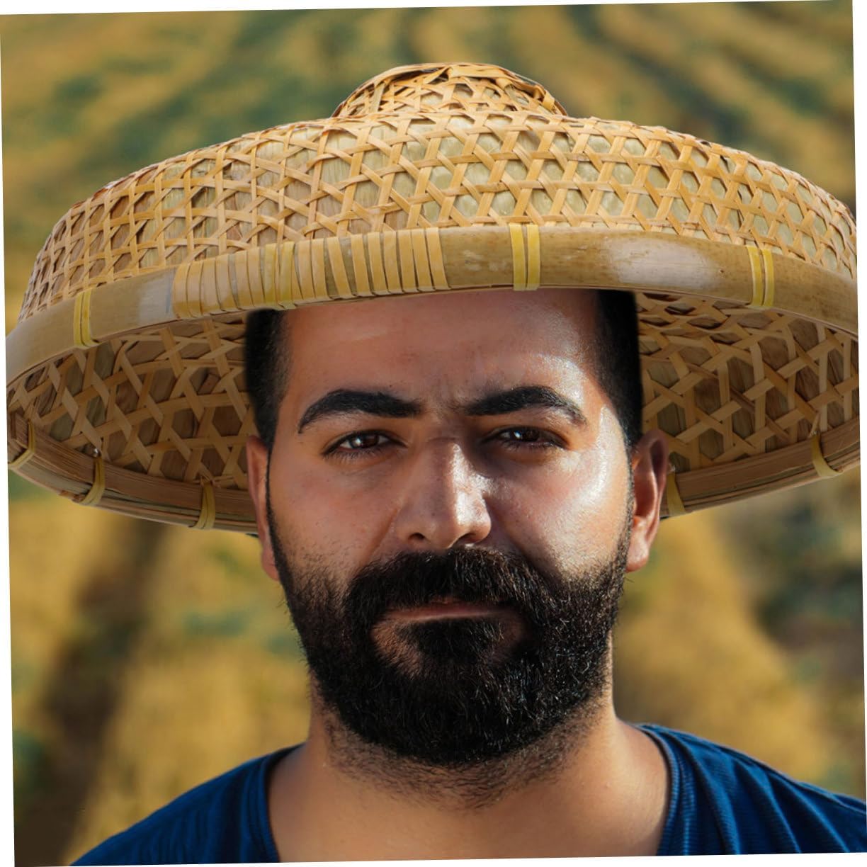 Didiseaon Woven Farmer Hat Wide Brim for Sun Blocking Cap for Outdoor Activities Travel and Farming Khaki