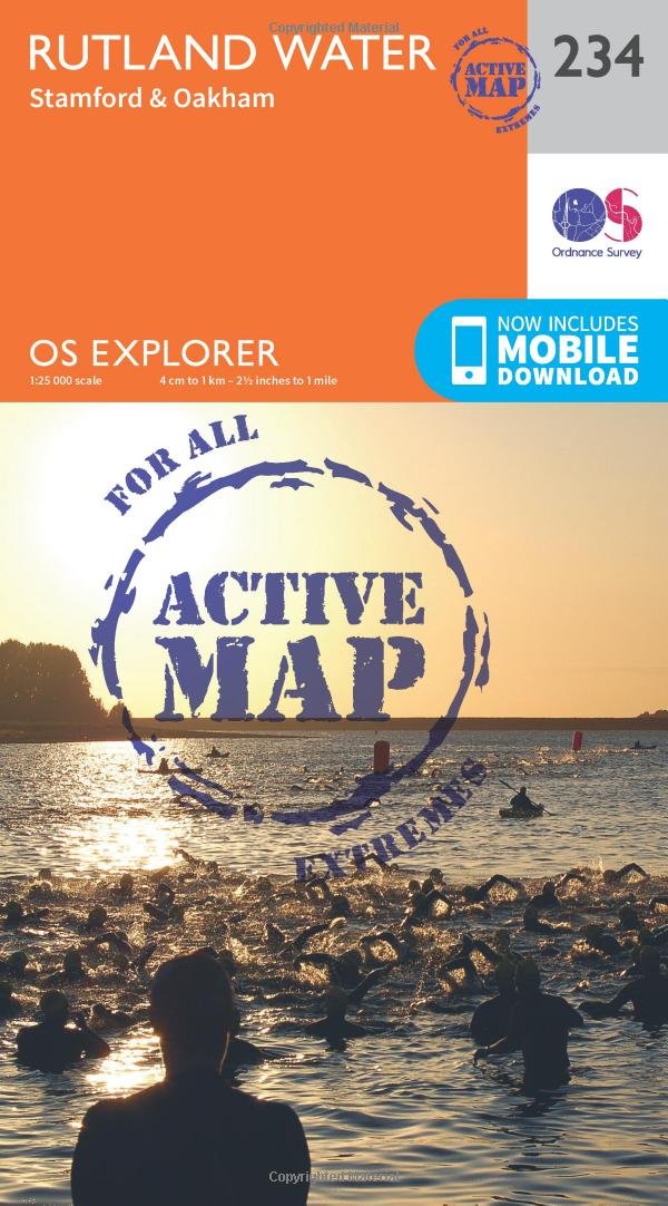 Rutland Water Map | Weatherproof | Stamford & Oakham | Ordnance Survey | OS Explorer Active Map 234 | England | Walks | Hiking | Maps | Adventure