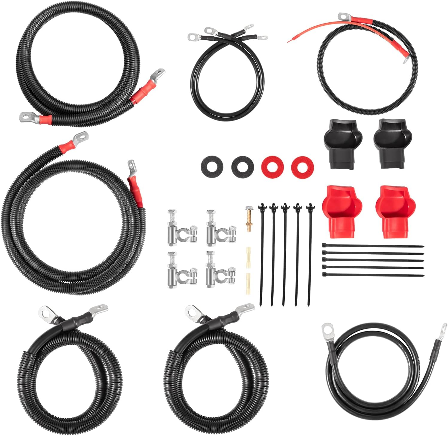 Battery Cables Wire Kit Replacement Compatible with Dodge RAM Truck Gen 3 2003-2007 for Cummins Diesel 5.9L 24 valve Straight starter lug #790, 2/0