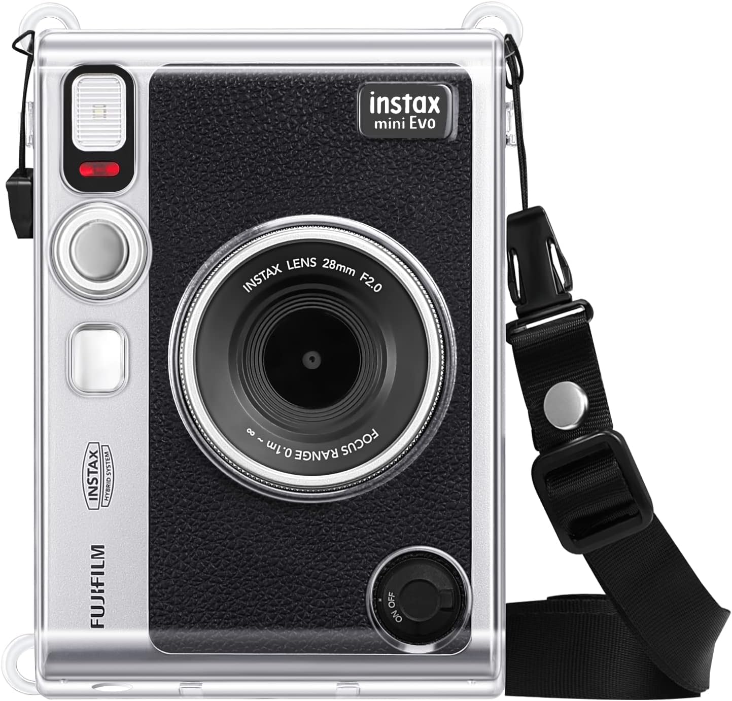 ZENKO Mini EVO Case - Compatible for Fujifilm Instant Camera - With Shoulder Strap - Brown Lychee Texture Horizontal Style (Transparent)-picture-18