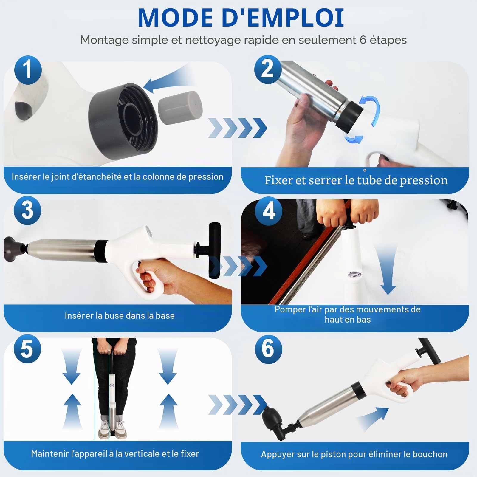 Deboucheur à Pompe Comprimé –Ventouse Deboucheur WC pour Toilettes
