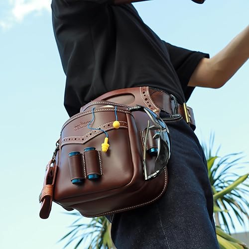 Miniatura 7 de TOURBON Bolsa de cuero para munición en la cintura, escopeta para deportes, arcillas, trampa, skeet, disparo (bolsa de munición)