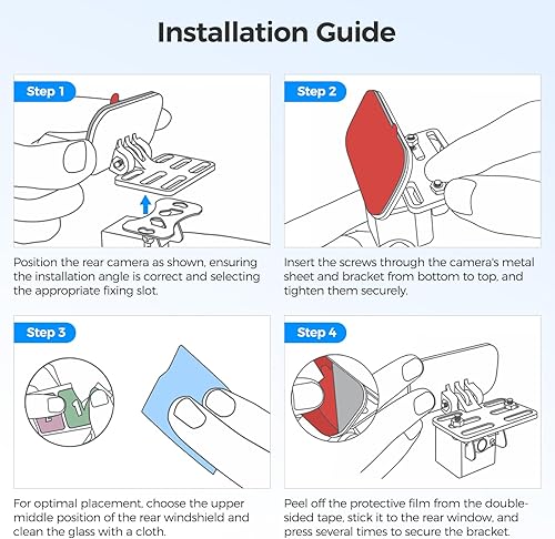 Miniatura 6 de Soporte de ventana trasera para la mayoría de cámaras traseras Dash Cam AZDOME M550 PG17 PG19X M01 Pro M550 Max Car Cam para REDTIGER F7N, CHORTAU,
