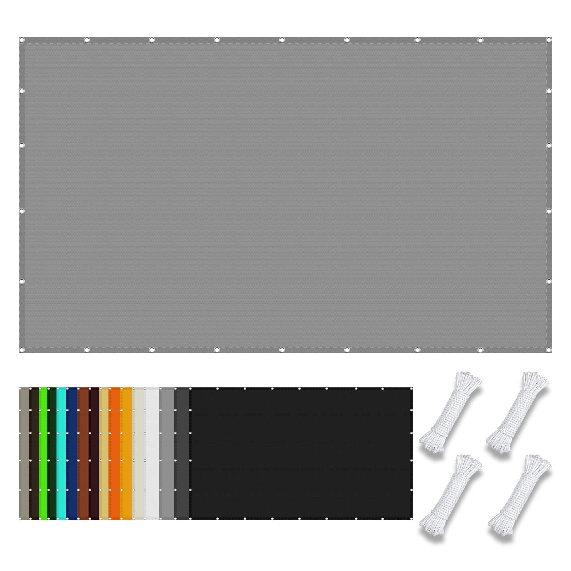 Voile d'ombrage en polyester haute densité gris clair 1.8 x 2.2 m anti-déchirure