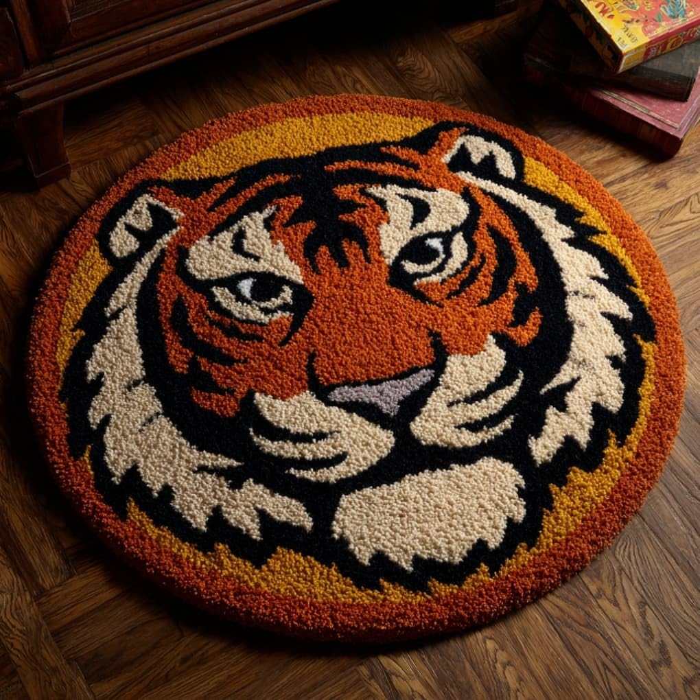 Kitquiver DIY Latch Hook Rug Kit for Aldult,Tiger 50X 50Cm