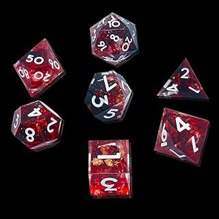 Resin Dice Set 7 Pieces, Sharp DND Dice Set with Dice Box Handmade Multi-Side D&D Dice Colorful Dungeons and Dragons Game Dice Role Playing RPG Magic Table Game (Red and White)