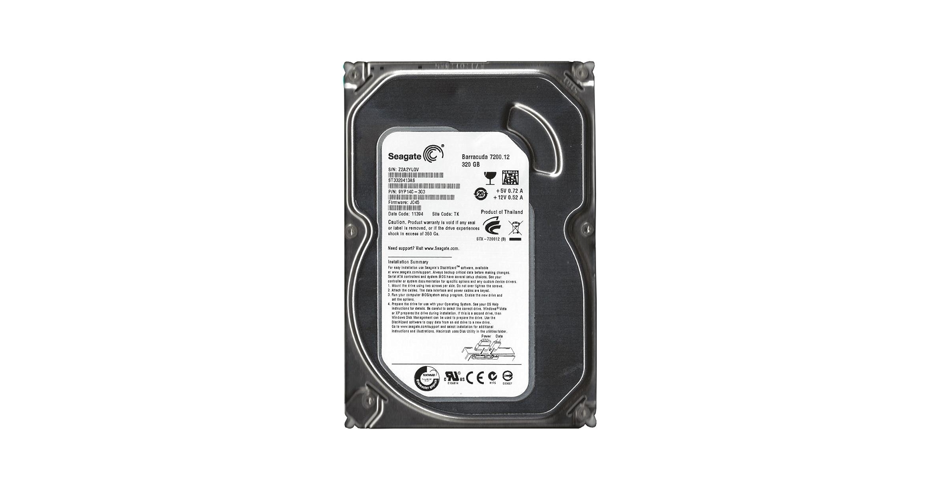(未使用･未開封品)　Seagate Barracuda 7200.12 ST3320413AS 320 GB 内蔵ハードドライブ tu1jdyt Seagate Barracuda 7200.12 ST3320418AS 320GB 7.2K SATA Hard