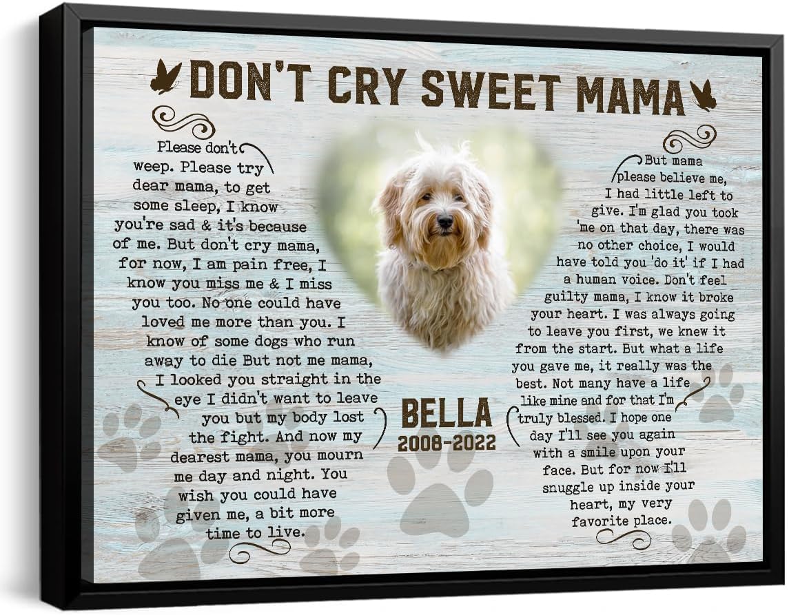 Pet Memorial Gifts For Dogs - Dog Memorial Picture Frame - Gift For Pet Loss - Pet Bereavement Gift - I Made It Home Poem -Memorial Canvas - Ready To Hang