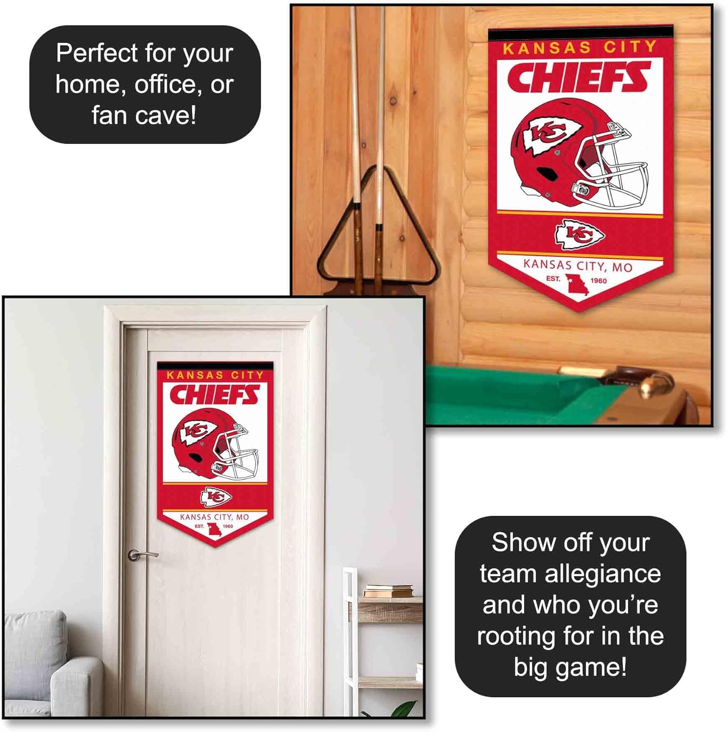 WinCraft Kansas City Chiefs Heritage History Banner Pennant, 15x24" - Image 3