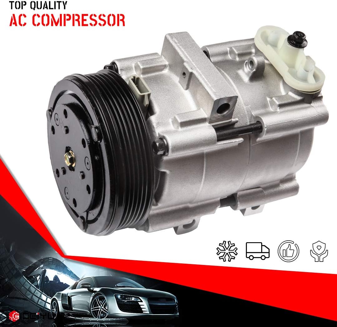 cciyu Air Conditioning Compressor Compatible for Ford for F-150 for F-250 for F-350 for F53 5.4L 6.8L 2002-2007 Replaces AC Compressor for Car