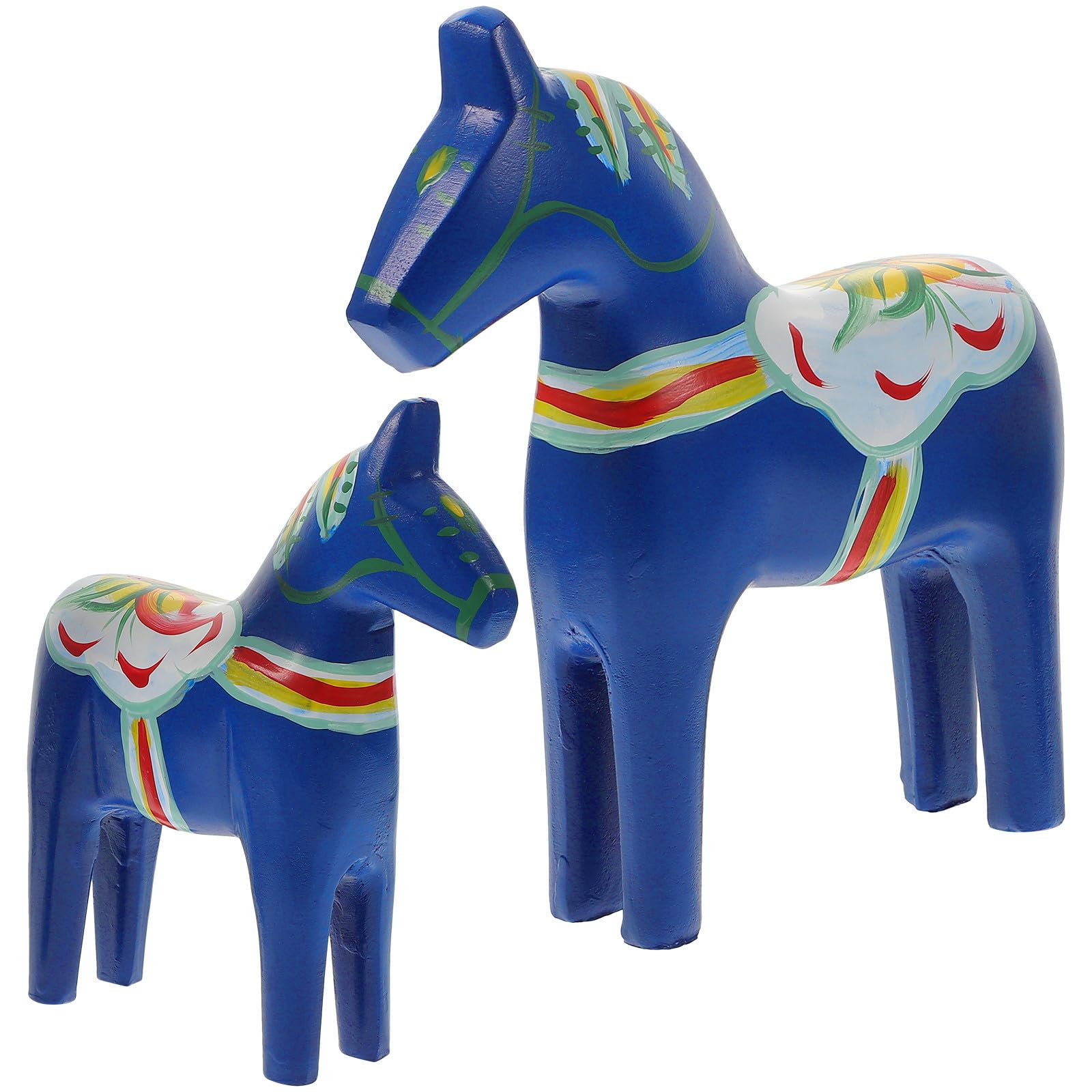 Statue cheval en bois bleu ornement decoration bureau elegante
