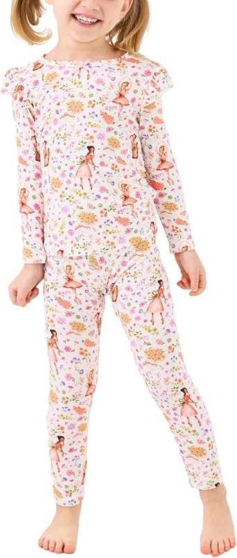 Bamboo Viscose Toddler Girl Pajamas Ruffled Long Sleeve Kid Girls Lounge Set
