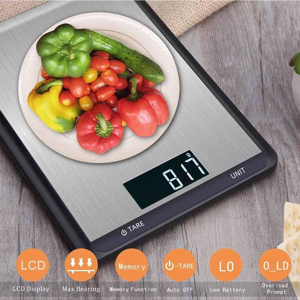 Cyfrowa waga kuchenna, precyzyjna waga elektroniczna, waga kuchenna ze stali nierdzewnej, ultra cienki wyświetlacz LCD o wysokiej precyzji