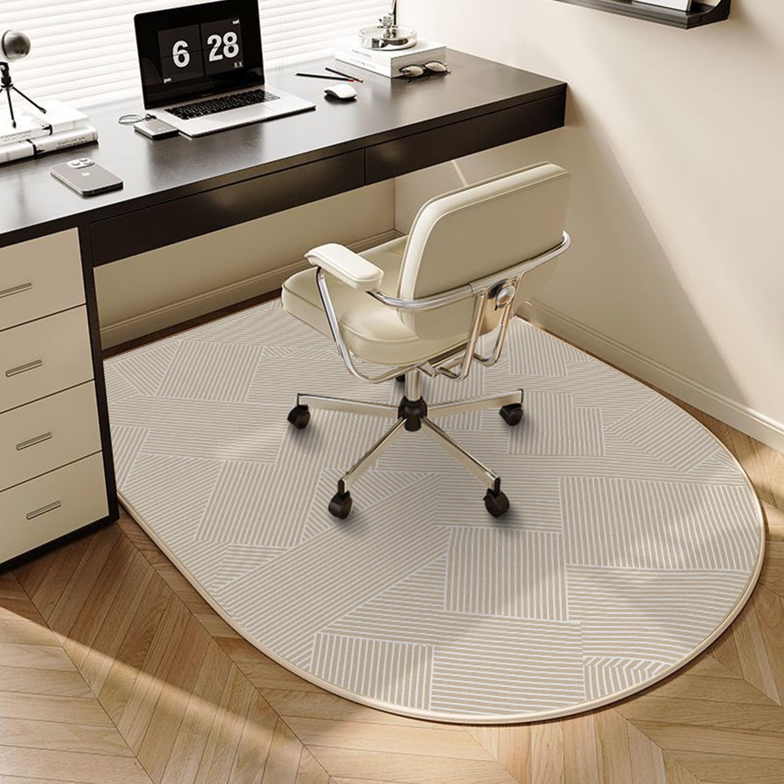 Odot Tappeto Sedia Ufficio Gaming, Vento Cremoso Salvapavimento Addensato, Antiscivolo Protettore del Pavimento Tappetino per Sedia da Ufficio con Ruote per Parquet (Plaid,120x120cm)
