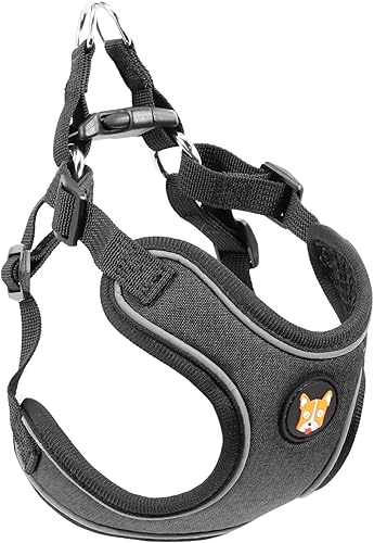Miniatura 10 de HuggieGems Arnés ajustable para perro, chaleco y correa para perros pequeños y medianos, sin tirones, a prueba de escape, arnés reflectante fácil de