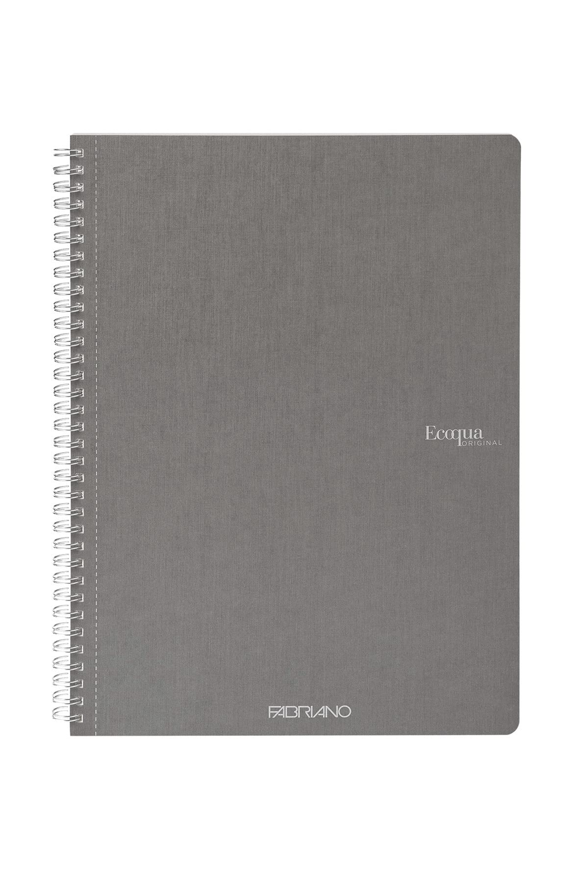 Fabriano Ecoqua Original Spiral-Bound Notebook, 8.3" x 11.7", A4, Lined, 70 Sheets, Grey
