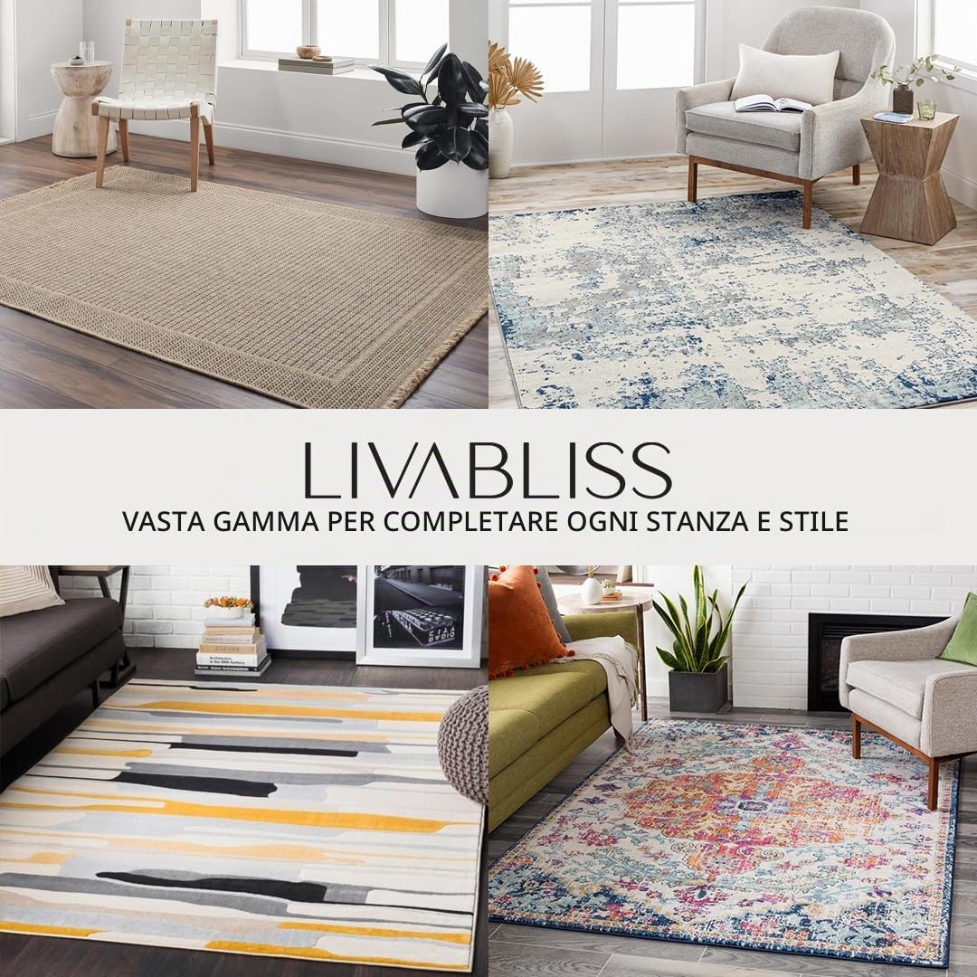 Livabliss Tappeto Shaggy Home Ampio Tappeto Salotto Moderno, Sala da Pranzo, Morbido Tappeti Shaggy per Camera da Letto, Motivo Astratto Berbero Peloso, leggera da Pulire, 160x220 cm Grigio Scuro