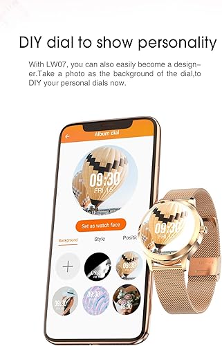 Miniatura 5 de Reloj inteligente para mujer para Android iOS, rastreadores de fitness IP68, impermeable, reloj inteligente Bluetooth con notificación de mensajes y