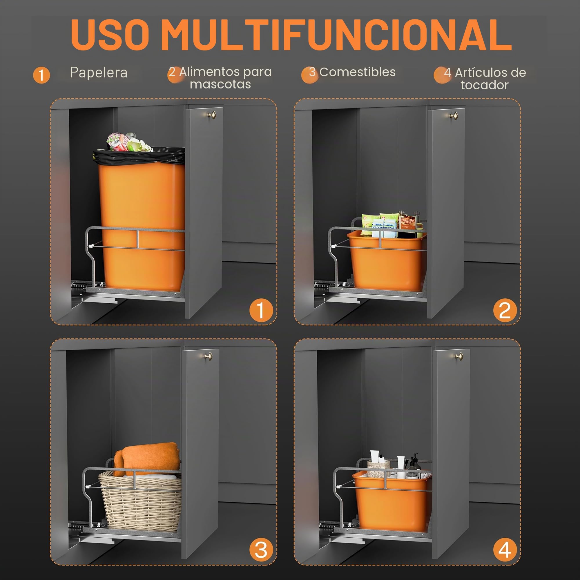 YJHome Cubo de basura extraíble con deslizadores de cierre suave, kit de cubo de basura debajo del gabinete con kit de montaje en puerta, requiere una apertura mínima de 12 pulgadas de ancho x 18