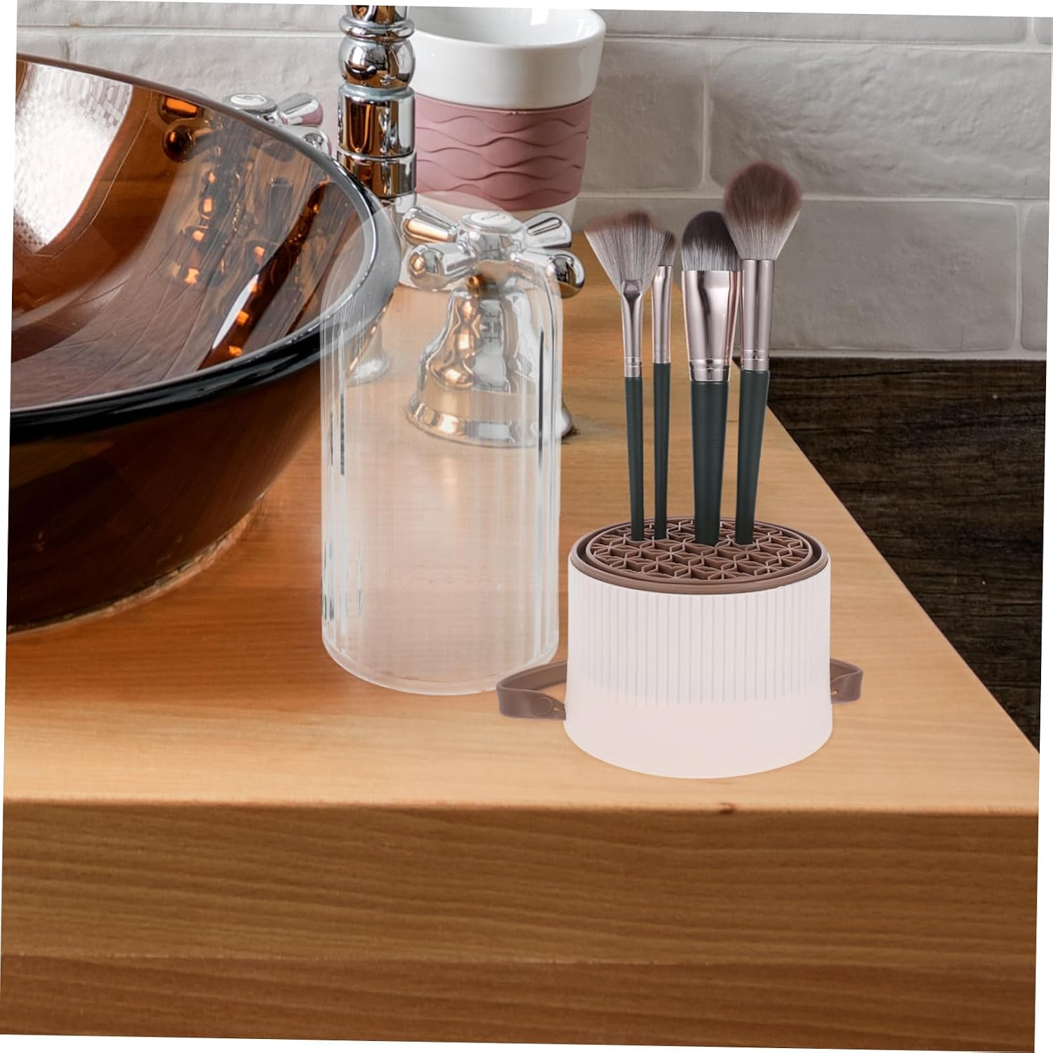 Silicone Makeup Brush Cleaner Box Portable Organizer with Drying Rack