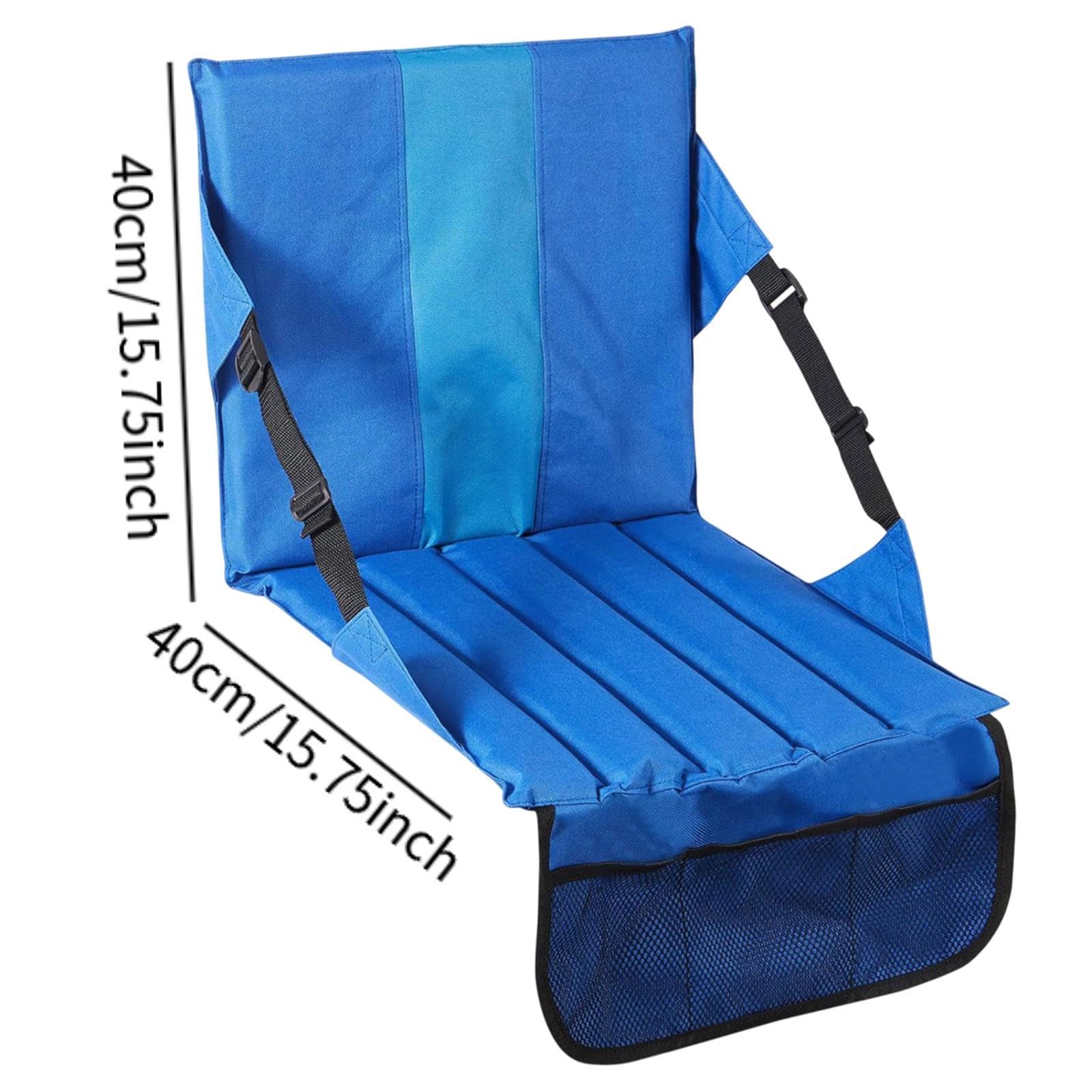 Vaveren Stadium Seat Cushion Padded Seat Sit Mat Multipurpose Folding Bleacher Seat with Back Support for Outdoor Beach Picnic Hiking, Blue