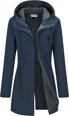  Women's Hooded Softshell Jacket Fleece Lined Waterproof Raincoat
